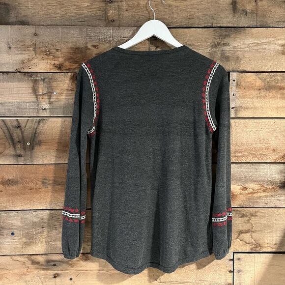 Loft tassled gray knit long sleeved top - S - Picture 4 of 8